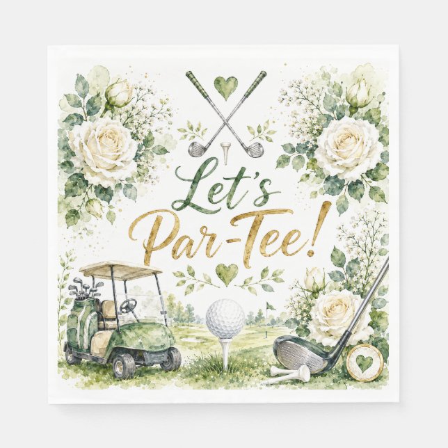 Golf-Hochzeitsblumen Let's Par Tee  Serviette (Vorderseite)