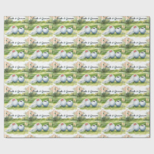 Golf-Hochzeitsbraut und -bräutigam Golfball auf gr Geschenkpapier