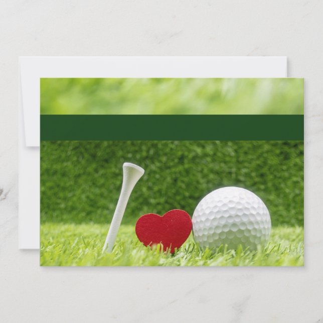 Golf Hochzeitseinladung mit Liebe und Tee Einladung (Vorderseite)