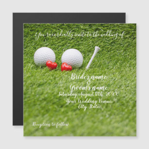 Golf-Hochzeitseinladungskarte mit Golfball und Lie Magneteinladung