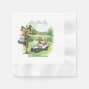 Golf-Hochzeitsgesellschaft mit Braut und Bräutigam Serviette