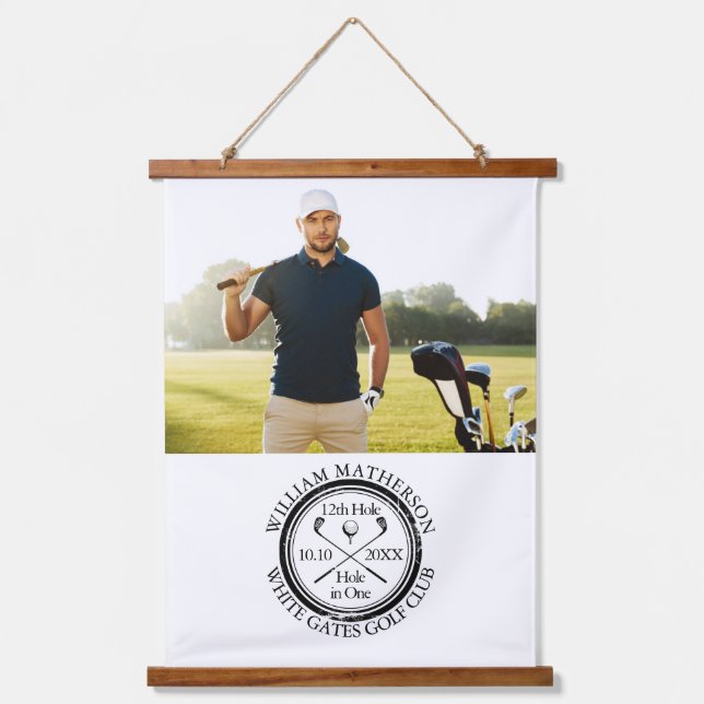 Golf Hole in einem klassischen Personalisierten Fo Wandteppich Mit Holzrahmen (Vorderseite)