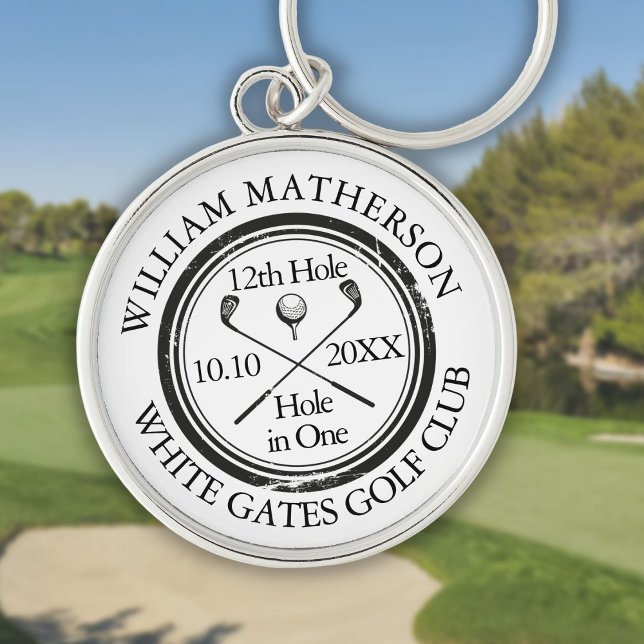 Golf Hole in einem klassischen Personalisierten Schlüsselanhänger (Golf Hole in One Classic Personalized Keychain)