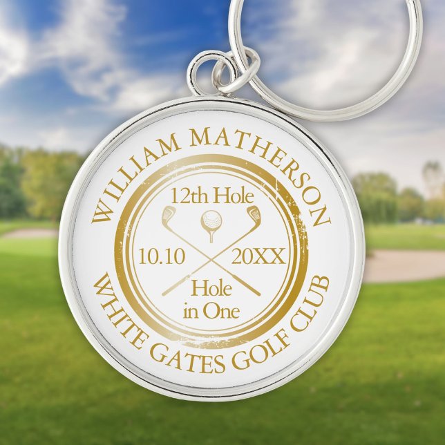 Golf Hole in One Gold Personalized Schlüsselanhänger (Golf Hole in One Gold Personalized Keychain)
