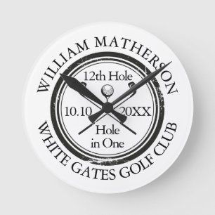 Golf Hole in One Personalized Runde Wanduhr