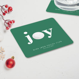 Golf Holiday Joy Personalized Typography Green Rechteckiger Pappuntersetzer