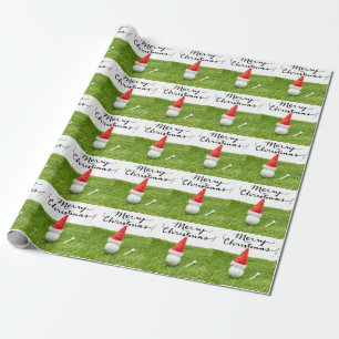 Golf Hut und Tee auf grünem Gras für Weihnachten Geschenkpapier