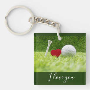 Golf I Liebe Sie mit Abschlag und Golfball mit Lie Schlüsselanhänger