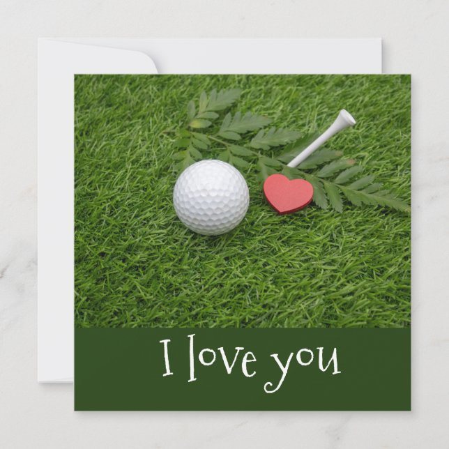 Golf I Liebe Sie mit Golfball und rotem Herz (Vorderseite)