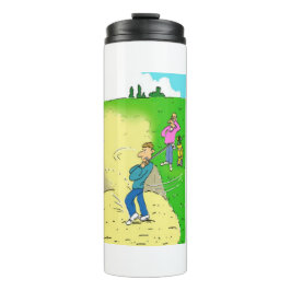 Golf in einem Bunker Cartoon stecken - Funny Thermosbecher