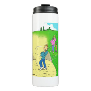 Golf in einem Bunker Cartoon stecken - Funny Thermosbecher