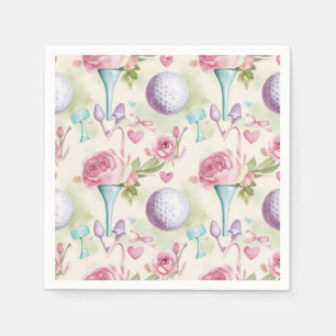 Golf in Rosa zum Muttertag mit Blumen Motiv Serviette
