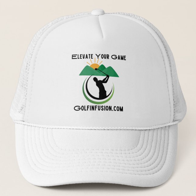 Golf Infusion-Design "ELEVATE YOUR GAME" Golf Truckerkappe (Vorderseite)