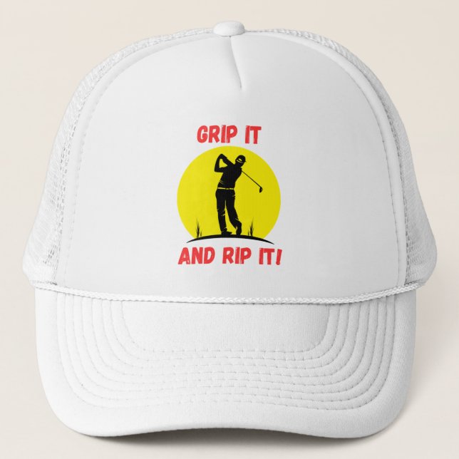 Golf Infusion "Grip It and Rip It" Golf Inspiriert Truckerkappe (Vorderseite)