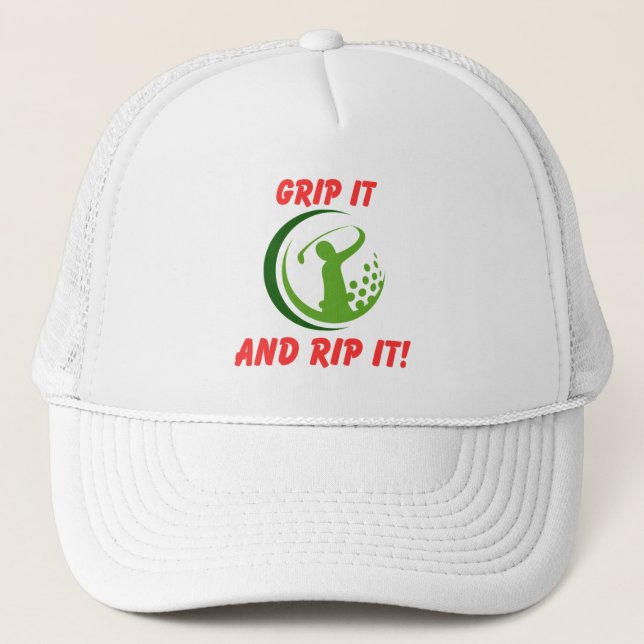 Golf Infusion "Grip It and Rip It!" Golfer Truckerkappe (Vorderseite)