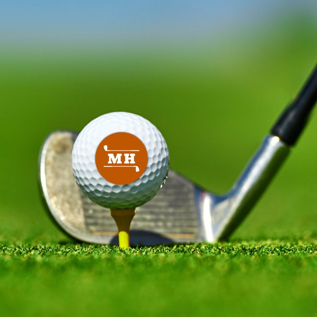 Golf Initialen Klassisch Elegant Sportlich Orange Golfball (Bold collegiate style with a modern edge. Personalized initials make it uniquely yours.)