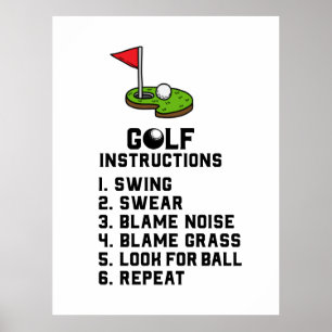 Golf Instruction Swing Sweet am Flag Loch auf grün Poster