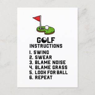 Golf Instruction Swing Sweet am Flag Loch auf grün Postkarte