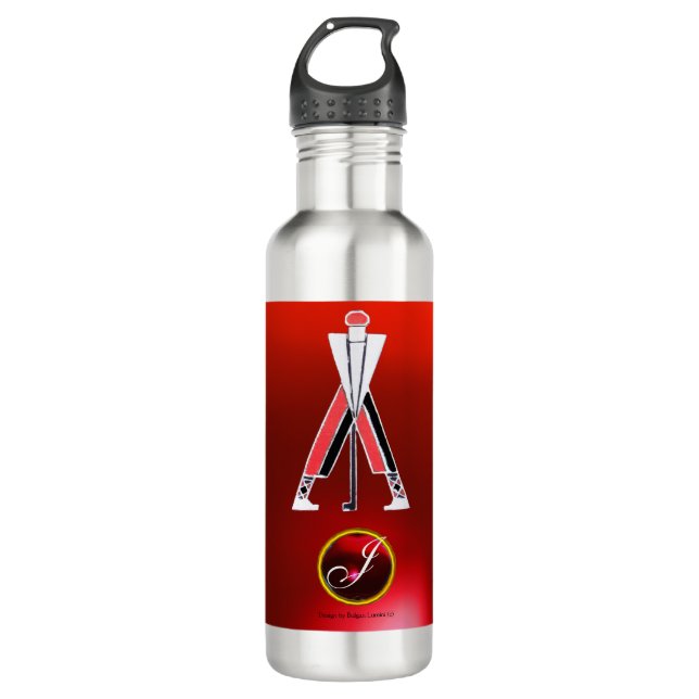 GOLF INSTRUCTOR RED RUBY MONOGRAM EDELSTAHLFLASCHE (Vorderseite)