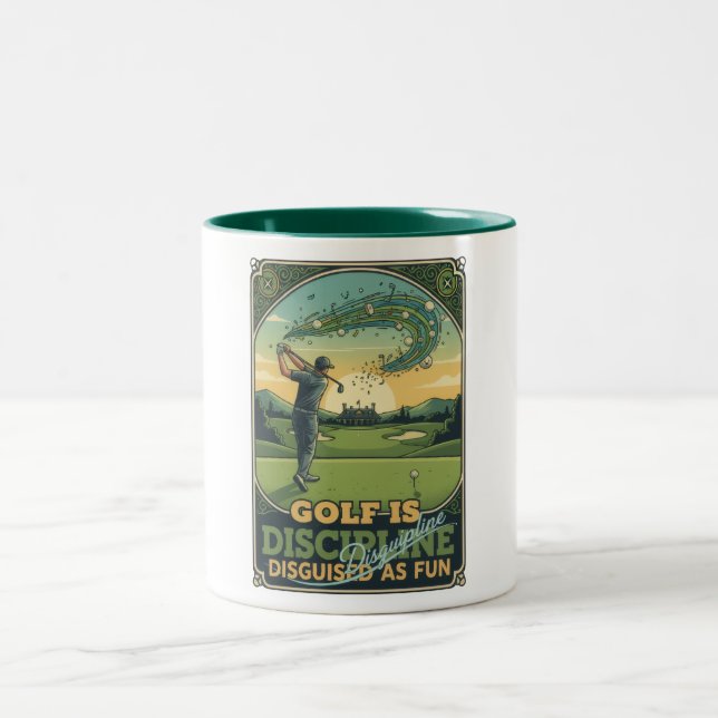 Golf Is Discipline Disguised as Fun | Motivational Zweifarbige Tasse (Mittel)