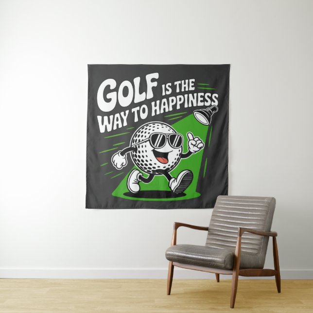 Golf ist der Weg zum Glück Wandteppich (Beispiel)
