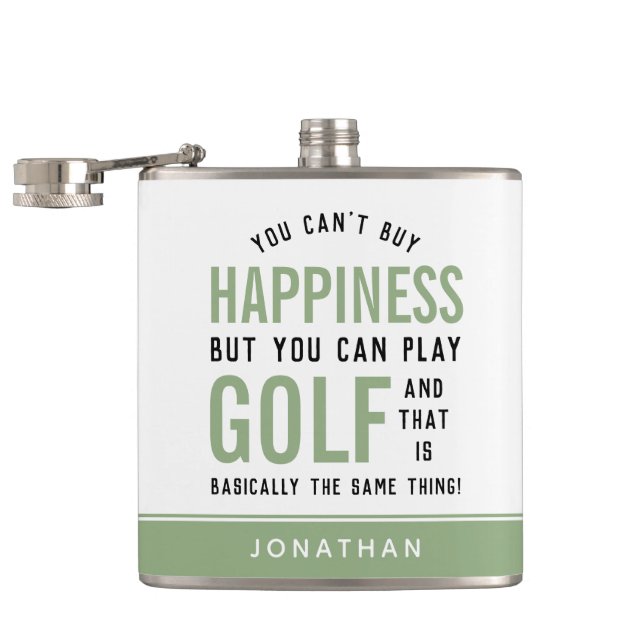 Golf ist Glück Funny Golf Lover Geschenke Flachmann (Geöffnet)