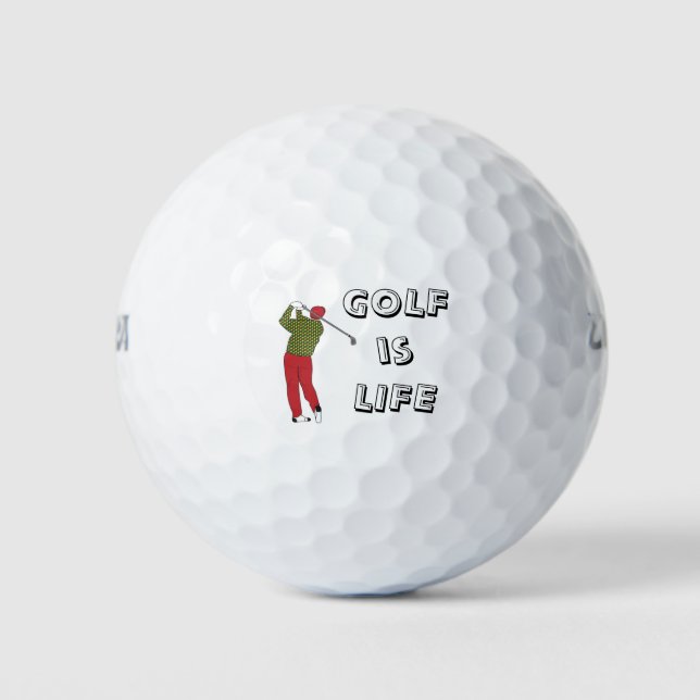 GOLF ist LIFE, Golfer, Golf Zitat Golfball (Vorderseite)