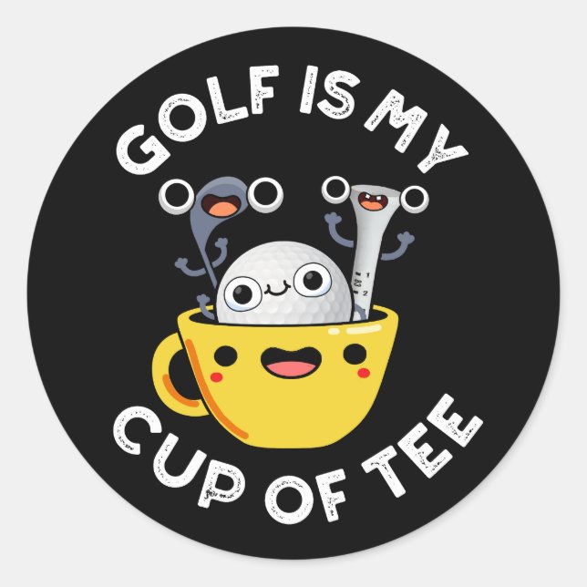 Golf ist mein Cup T-Shirt Funny Golf Pun Dark BG Runder Aufkleber (Vorderseite)
