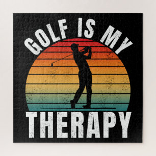 Golf ist meine Therapie Lustige Vintage-Typografie Puzzle