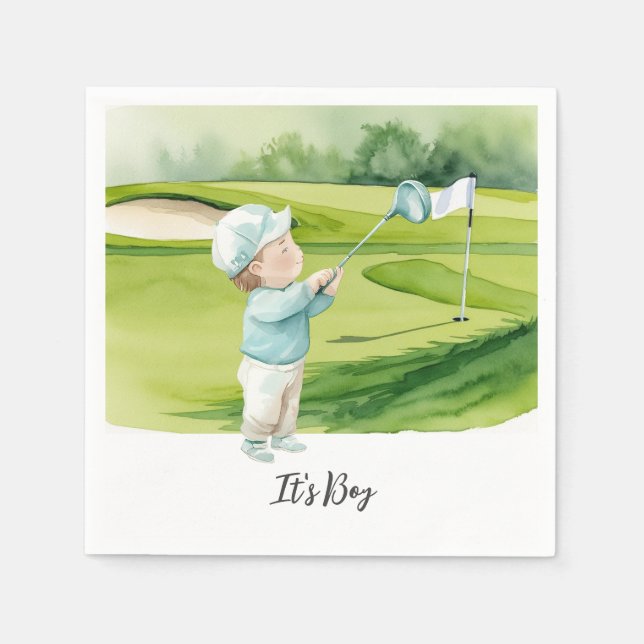 Golf  It's Boy for Baby Shower   Serviette (Vorderseite)