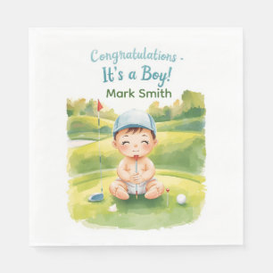 Golf It's Boy für Baby Shower Serviette