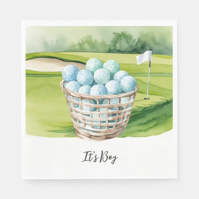 Golf It's Boy für Baby Shower   Serviette (Vorderseite)