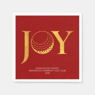 Golf Joy & Peace Red Christmas Serviette