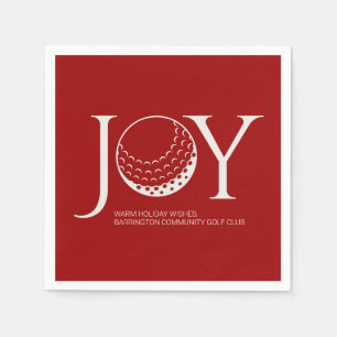 Golf Joy & Peace Red Christmas Serviette