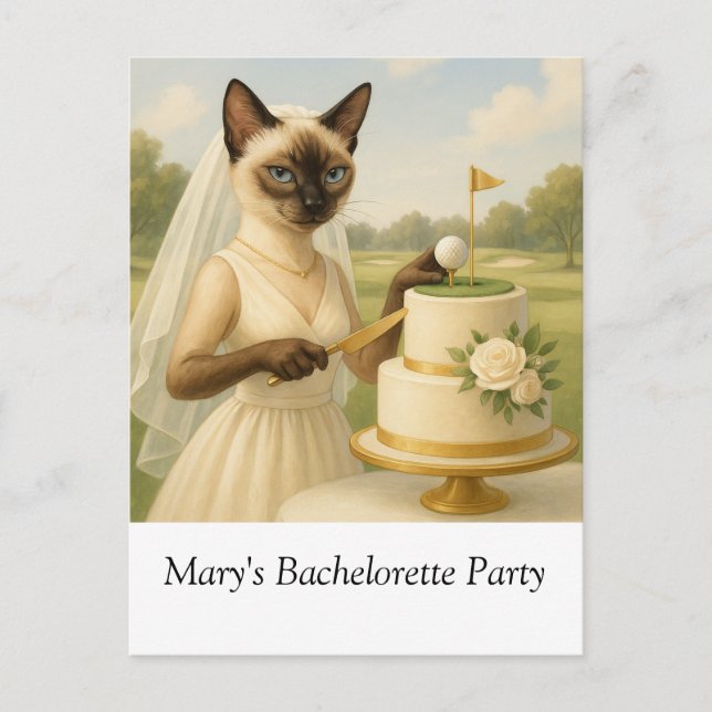 GOLF Junggeselinnen-Abschied für Katzen Mutter Fra Postkarte (Vorderseite)
