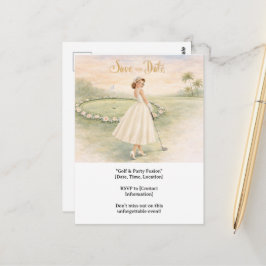 Golf Junggesellin Golferin ist am Golfspielen Postkarte