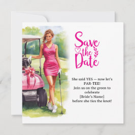Golf Junggesellinnen Frau Golfspielerin spielt Gol Save The Date