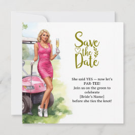 Golf Junggesellinnenabschied Frau Golferin spielt Save The Date