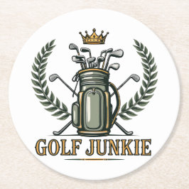 Golf Junkie Sports Lover Grafik Runder Pappuntersetzer