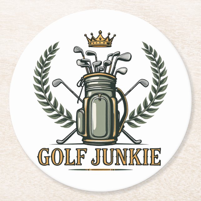 Golf Junkie Sports Lover Grafik Runder Pappuntersetzer (Vorderseite)