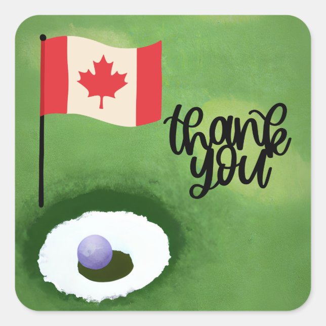 Golf Kanada Flagge und Ball für Golfer Vielen Dank Quadratischer Aufkleber (Vorderseite)