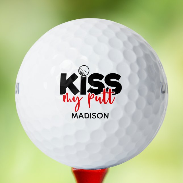 Golf Kiss My Putt Funny Modern Personalisierter Na Golfball (Von Creator hochgeladen)