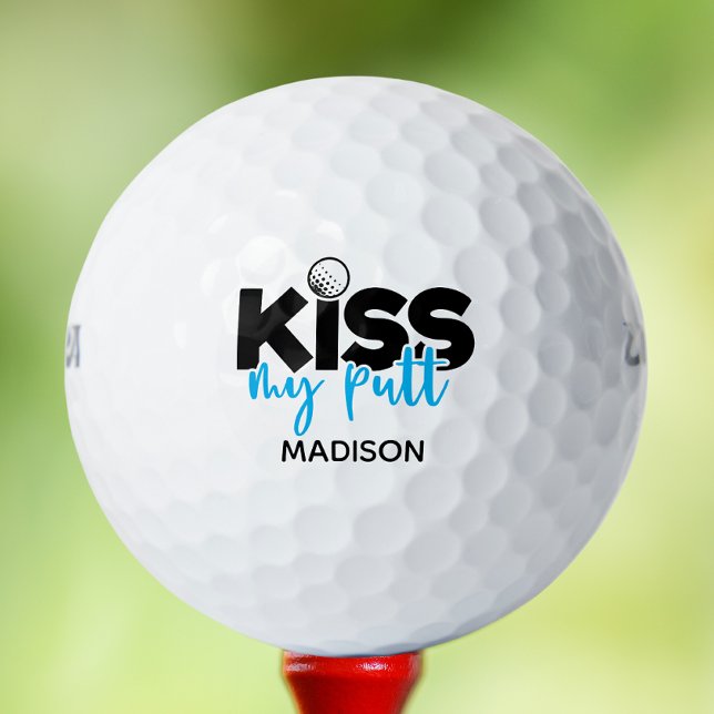 Golf Kiss My Putt Funny Modern Personalisierter Na Golfball (Von Creator hochgeladen)