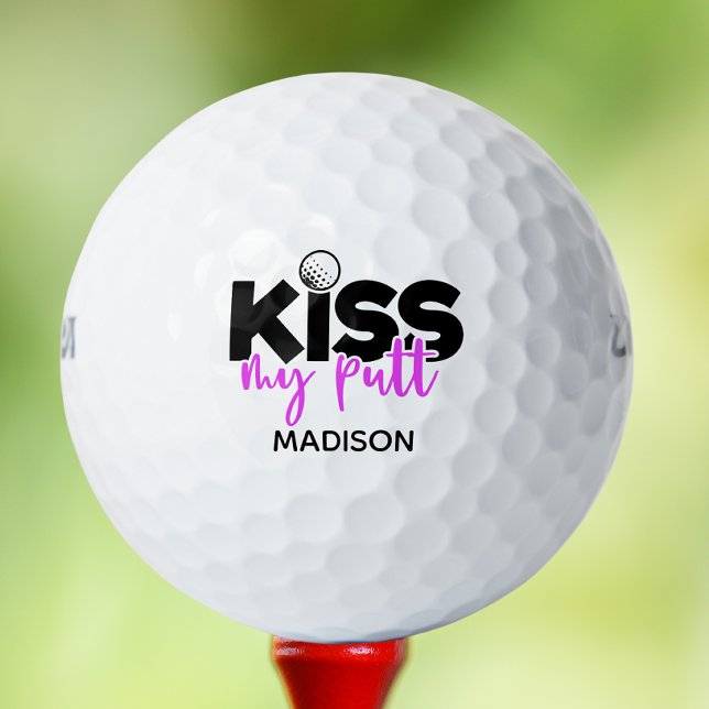 Golf Kiss My Putt Funny Modern Personalisierter Na Golfball (Von Creator hochgeladen)