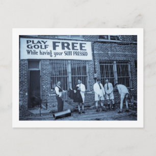 Golf kostenlos spielen (während Ihr Anzug gebügelt Postkarte