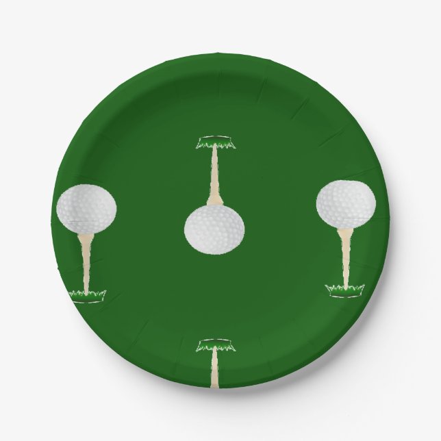 Golf-Kugeln Muster auf Grün Pappteller (Vorderseite)