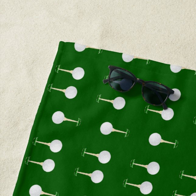 Golf-Kugeln Muster auf Grün Strandtuch (Beispiel)