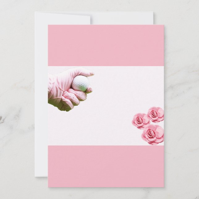 Golf Lady Golfer Hand in Rosa hält einen Ball Einladung (Vorderseite)