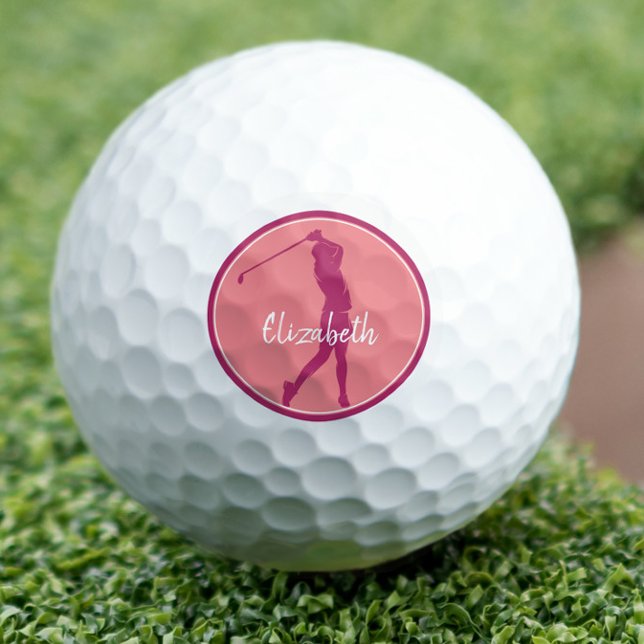 Golf Lady Golfer Player Chic Pink Coral Monogram Golfball (Golf Lady Golfer Player Chic Pink Coral Monogram Golf Balls)