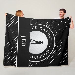 Golf Lady Golfer Silhouette Stilvoll Schwarz & Wei Fleecedecke